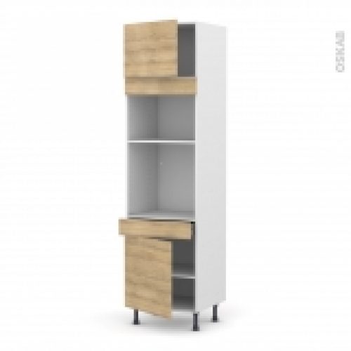 Colonne De Cuisine N1356 Fourmo Encastrable Niche 3638 Hosta Chene Naturel 2 Portes 1 Tiroir L60 X H217 X P58 Cm