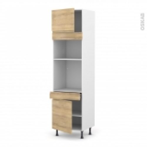 Colonne De Cuisine N1356 Fourmo Encastrable Niche 3638 Ipoma Chene Naturel 2 Portes 1 Tiroir L60 X H217 X P58 Cm