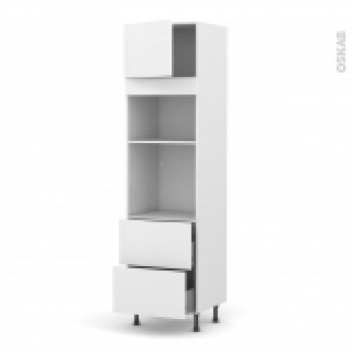 Colonne De Cuisine N1357 Fourmo Encastrable Niche 3638 Ginko Blanc 1 Porte 2 Casseroliers L60 X H217 X P58 Cm