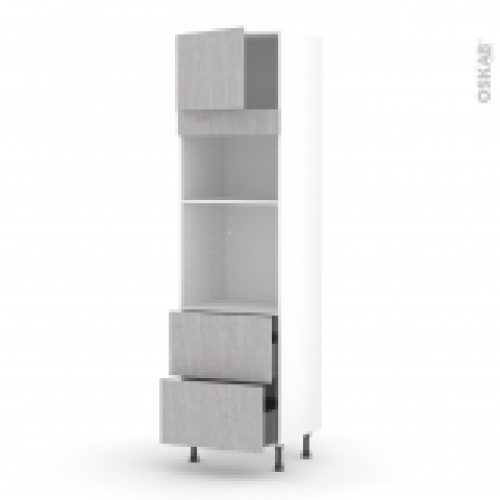 Colonne De Cuisine N1357 Fourmo Encastrable Niche 3638 Hoda Beton 1 Porte 2 Casseroliers L60 X H217 X P58 Cm