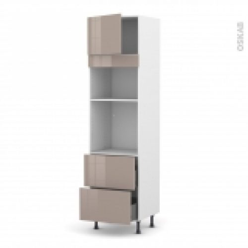 Colonne De Cuisine N1357 Fourmo Encastrable Niche 3638 Keria Moka 1 Porte 2 Casseroliers L60 X H217 X P58 Cm