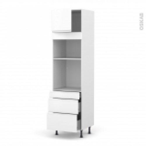 Colonne De Cuisine N1358 Fourmo Encastrable Niche 3638 Ipoma Blanc Mat 1 Porte 3 Tiroirs L60 X H217 X P58 Cm