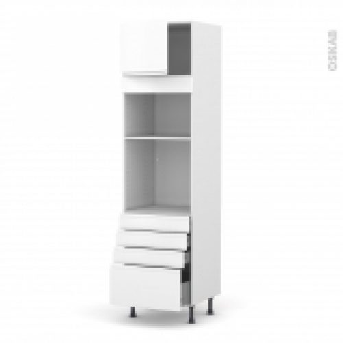 Colonne De Cuisine N1359 Fourmo Encastrable Niche 3638 Ipoma Blanc Mat 1 Porte 4 Tiroirs L60 X H217 X P58 Cm