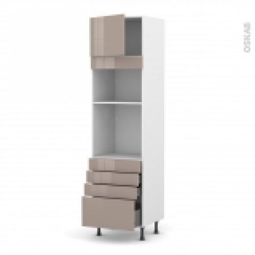 Colonne De Cuisine N1359 Fourmo Encastrable Niche 3638 Keria Moka 1 Porte 4 Tiroirs L60 X H217 X P58 Cm