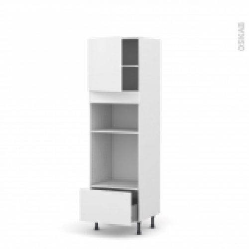 Colonne De Cuisine N1610 Fourmo Encastrable Niche 3638 Ginko Blanc 1 Porte 1 Tiroir L60 X H195 X P58 Cm