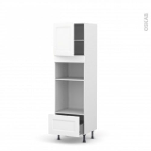 Colonne De Cuisine N1610 Fourmo Encastrable Niche 3638 Static Blanc 1 Porte 1 Tiroir L60 X H195 X P58 Cm