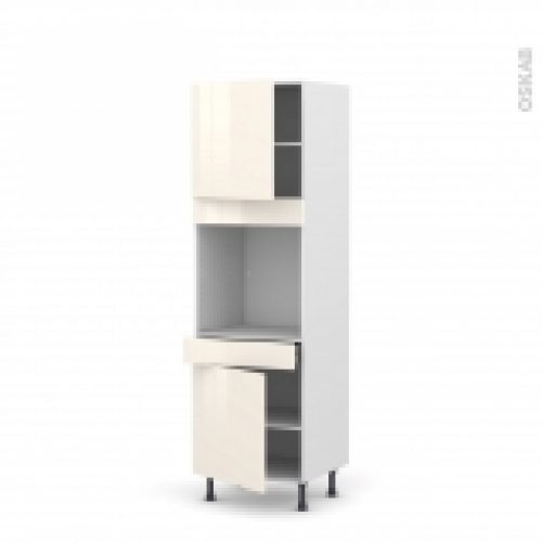 Colonne De Cuisine N1616 Four Encastrable Niche 60 Keria Ivoire 2 Portes 1 Tiroir L60 X H195 X P58 Cm