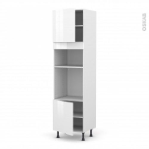 Colonne De Cuisine N1616 Fourmo Encastrable Niche 3638 Bora Blanc 2 Portes L60 X H217 X P58 Cm