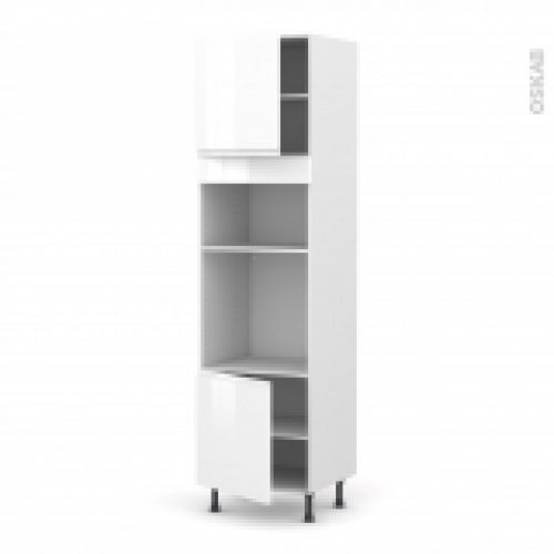 Colonne De Cuisine N1616 Fourmo Encastrable Niche 3638 Ipoma Blanc Brillant 2 Portes L60 X H217 X P58 Cm