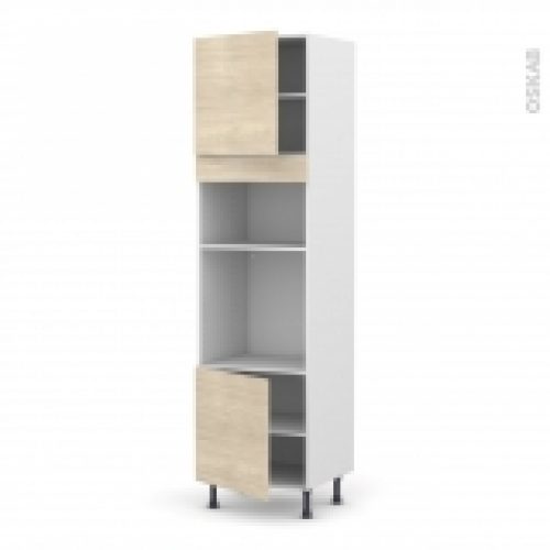 Colonne De Cuisine N1616 Fourmo Encastrable Niche 3638 Stilo Noyer Blanchi 2 Portes L60 X H217 X P58 Cm