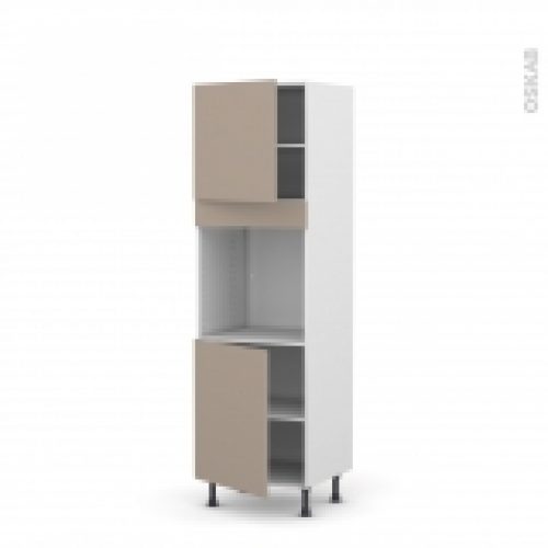 Colonne De Cuisine N1621 Four Encastrable Niche 60 Ginko Taupe 2 Portes L60 X H195 X P58 Cm