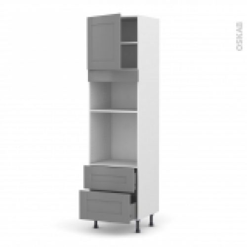 Colonne De Cuisine N1658 Fourmo Encastrable Niche 3638 Filipen Gris 1 Porte 2 Casseroliers L60 X H217 X P58 Cm