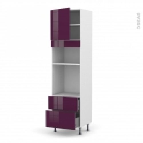 Colonne De Cuisine N1658 Fourmo Encastrable Niche 3638 Keria Aubergine 1 Porte 2 Casseroliers L60 X H217 X P58 Cm