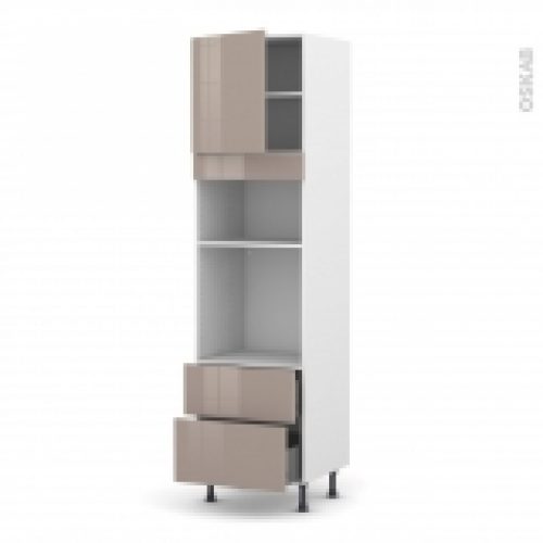 Colonne De Cuisine N1658 Fourmo Encastrable Niche 3638 Keria Moka 1 Porte 2 Casseroliers L60 X H217 X P58 Cm