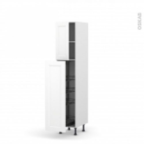 Colonne De Cuisine N1926 Armoire De Rangement Static Blanc 4 Paniers Plateaux L40 X H195 X P58 Cm