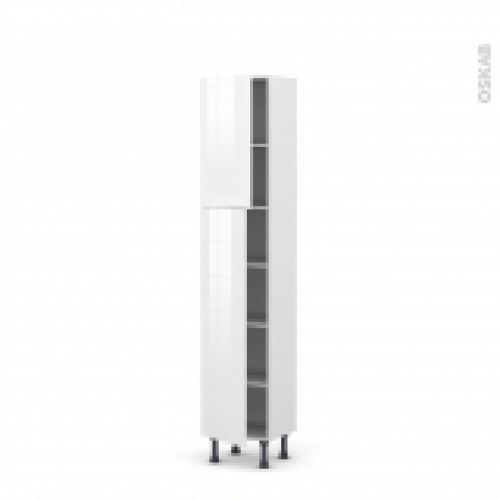 Colonne De Cuisine N1926 Armoire Etagere Bora Blanc 2 Portes L40 X H195 X P37 Cm