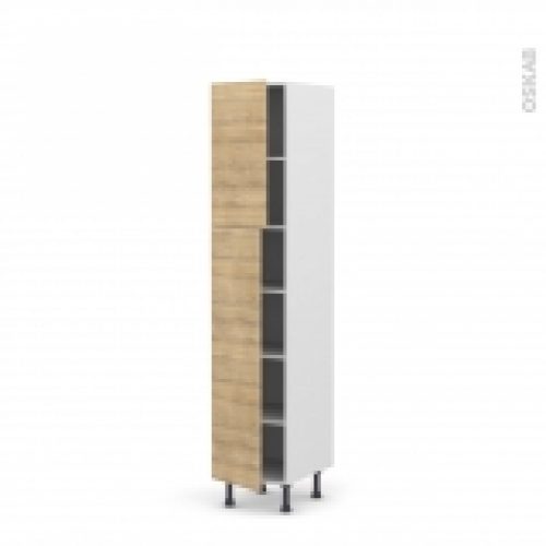 Colonne De Cuisine N1926 Armoire Etagere Hosta Chene Naturel 2 Portes L40 X H195 X P58 Cm