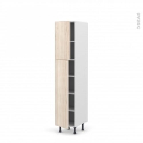 Colonne De Cuisine N1926 Armoire Etagere Ikoro Chene Clair 2 Portes L40 X H195 X P58 Cm
