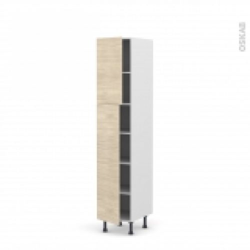 Colonne De Cuisine N1926 Armoire Etagere Stilo Noyer Blanchi 2 Portes L40 X H195 X P58 Cm