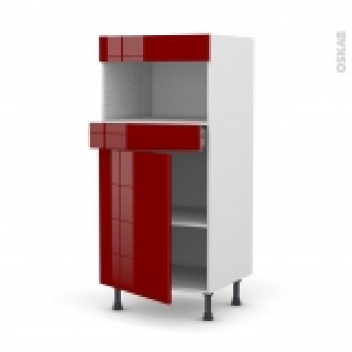Colonne De Cuisine N21 Mo Encastrable Niche 3638 Ivia Rouge 1 Porte 1 Tiroir L60 X H125 X P58 Cm