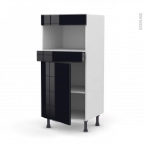 Colonne De Cuisine N21 Mo Encastrable Niche 3638 Keria Noir 1 Porte 1 Tiroir L60 X H125 X P58 Cm