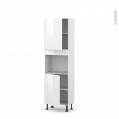Colonne De Cuisine N2121 Four Encastrable Niche 45 Bora Blanc 2 Portes L60 X H195 X P37 Cm