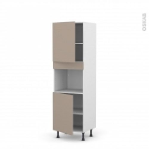 Colonne De Cuisine N2121 Four Encastrable Niche 45 Ginko Taupe 2 Portes L60 X H195 X P58 Cm