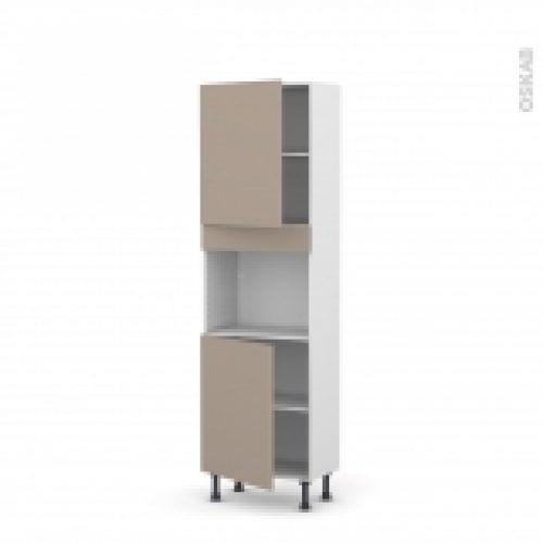 Colonne De Cuisine N2121 Four Encastrable Niche 45 Ginko Taupe 2 Portes L60 X H195 X P37 Cm