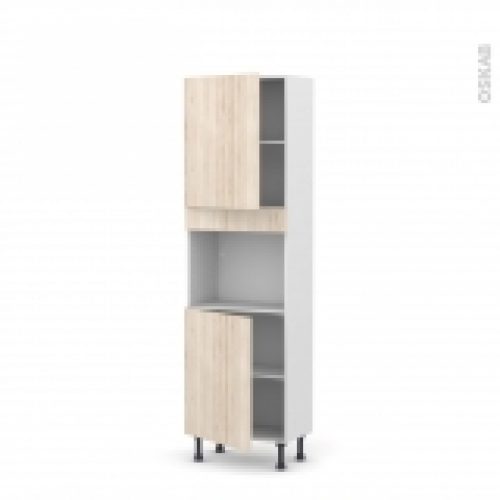 Colonne De Cuisine N2121 Four Encastrable Niche 45 Ikoro Chene Clair 2 Portes L60 X H195 X P37 Cm
