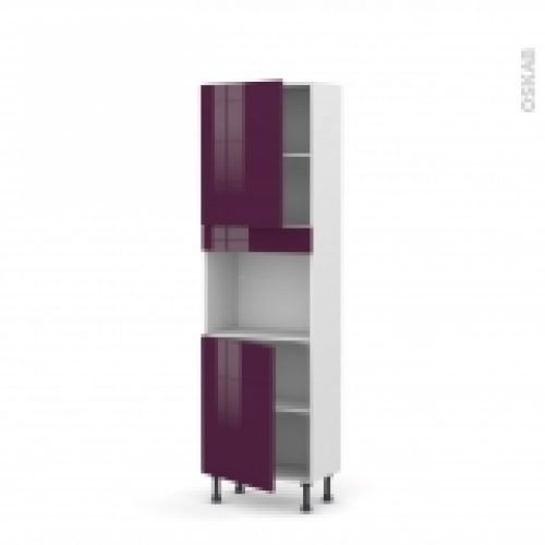 Colonne De Cuisine N2121 Four Encastrable Niche 45 Keria Aubergine 2 Portes L60 X H195 X P37 Cm