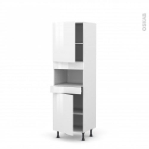 Colonne De Cuisine N2121 Mo Encastrable Niche 3638 Bora Blanc 2 Portes 1 Tiroir L60 X H195 X P58 Cm