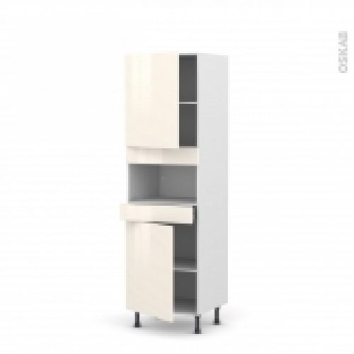 Colonne De Cuisine N2121 Mo Encastrable Niche 3638 Keria Ivoire 2 Portes 1 Tiroir L60 X H195 X P58 Cm