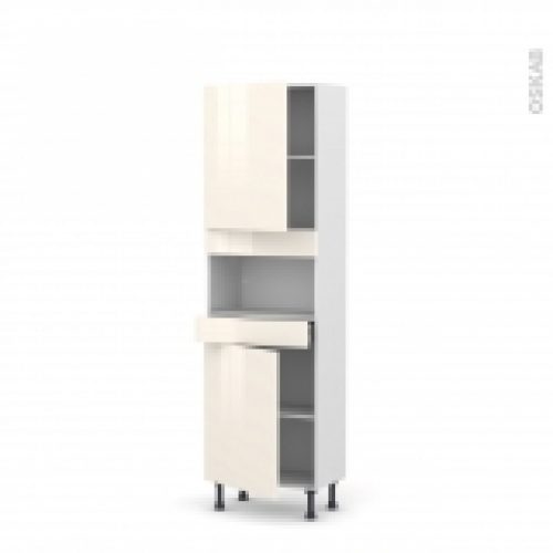 Colonne De Cuisine N2121 Mo Encastrable Niche 3638 Keria Ivoire 2 Portes 1 Tiroir L60 X H195 X P37 Cm