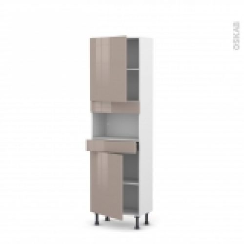 Colonne De Cuisine N2121 Mo Encastrable Niche 3638 Keria Moka 2 Portes 1 Tiroir L60 X H195 X P37 Cm