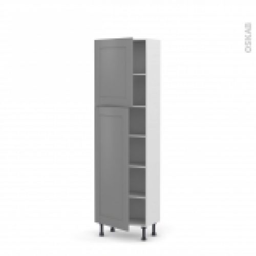 Colonne De Cuisine N2127 Armoire Etagere Filipen Gris 2 Portes L60 X H195 X P37 Cm