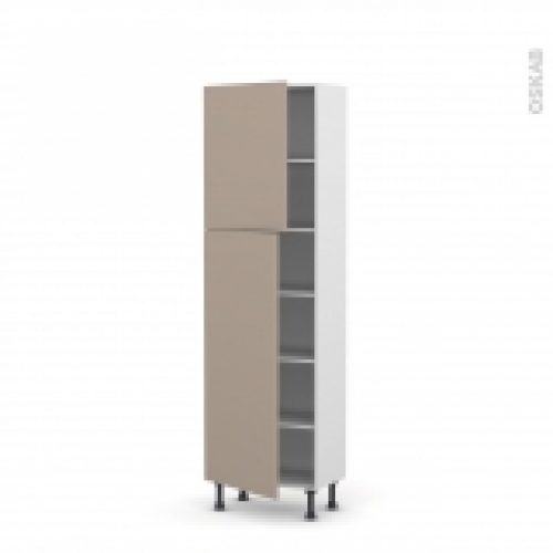 Colonne De Cuisine N2127 Armoire Etagere Ginko Taupe 2 Portes L60 X H195 X P37 Cm