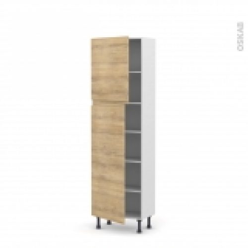 Colonne De Cuisine N2127 Armoire Etagere Ipoma Chene Naturel 2 Portes L60 X H195 X P37 Cm