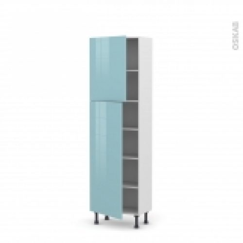 Colonne De Cuisine N2127 Armoire Etagere Keria Bleu 2 Portes L60 X H195 X P37 Cm