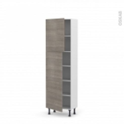 Colonne De Cuisine N2127 Armoire Etagere Stilo Noyer Naturel 2 Portes L60 X H195 X P37 Cm