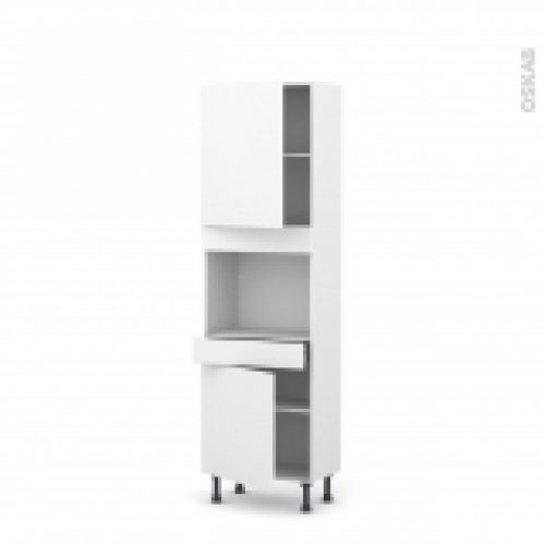 Colonne De Cuisine N2156 Four Encastrable Niche 45 Ginko Blanc 2 Portes 1 Tiroir L60 X H195 X P37 Cm