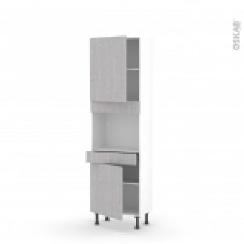 Colonne De Cuisine N2156 Four Encastrable Niche 45 Hoda Beton 2 Portes 1 Tiroir L60 X H195 X P37 Cm