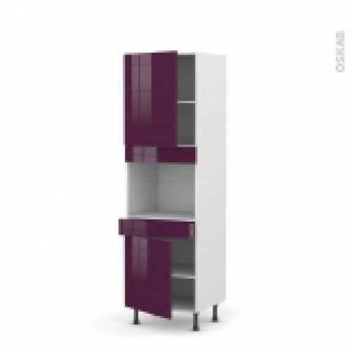 Colonne De Cuisine N2156 Four Encastrable Niche 45 Keria Aubergine 2 Portes 1 Tiroir L60 X H195 X P58 Cm