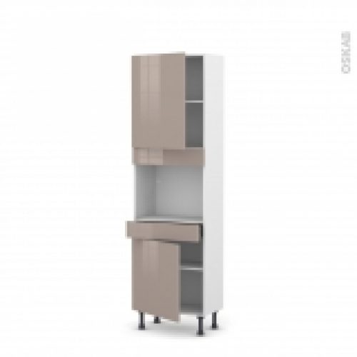 Colonne De Cuisine N2156 Four Encastrable Niche 45 Keria Moka 2 Portes 1 Tiroir L60 X H195 X P37 Cm