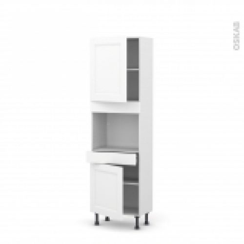 Colonne De Cuisine N2156 Four Encastrable Niche 45 Static Blanc 2 Portes 1 Tiroir L60 X H195 X P37 Cm