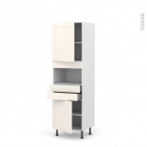 Colonne De Cuisine N2156 Mo Encastrable Niche 3638 Filipen Ivoire 2 Portes 2 Tiroirs L60 X H195 X P58 Cm
