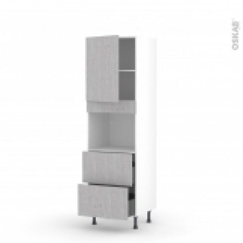 Colonne De Cuisine N2157 Four Encastrable Niche 45 Hoda Beton 1 Porte 2 Casseroliers L60 X H195 X P58 Cm