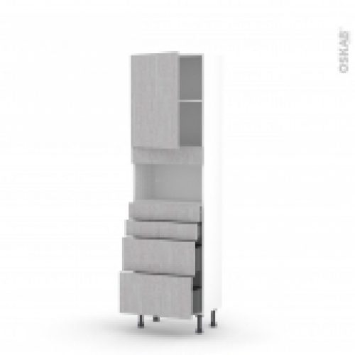 Colonne De Cuisine N2158 Mo Encastrable Niche 3638 Hoda Beton 1 Porte 4 Tiroirs L60 X H195 X P37 Cm