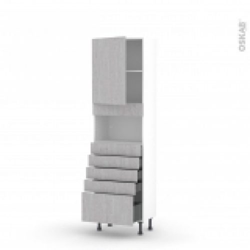 Colonne De Cuisine N2159 Mo Encastrable Niche 3638 Hoda Beton 1 Porte 5 Tiroirs L60 X H195 X P37 Cm