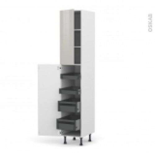 Colonne De Cuisine N2326 Armoire De Rangement Ivia Gris 4 Tiroirs A L Anglaise L40 X H217 X P58 Cm