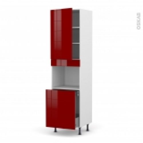Colonne De Cuisine N2416 Four Encastrable Niche 60 Ivia Rouge 1 Porte 1 Porte Coulissante L60 X H217 X P58 Cm
